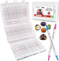 Acrylic Paint Pens Markers, 60 Colors Dual Tip Acrylic Paint Pens, Waterproof Markers for Rock Painting, Wood, Canvas, Stone, Glass, Ceramic Surfaces, DIY Crafts Art Supplies (Round pole 60color)