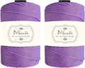 Maxee Premium Polyester Macrame Cord 3 mm × 218 yd (2 Pack),3mm 100% Polypropylene Macrame Cord,Ideal for Crochet, Wall Hangers, Bags, Rugs & DIY Crafts(Light Purple)