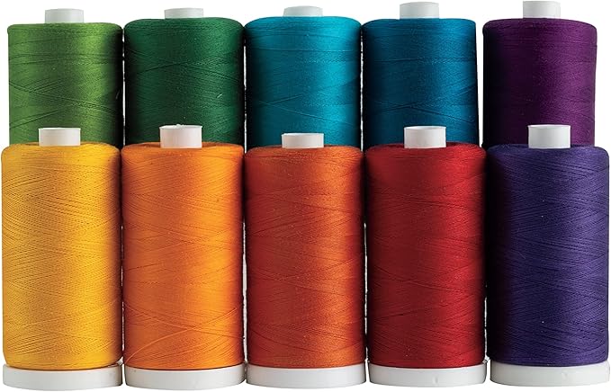 Connecting Threads 100% Cotton Thread Sets - 1200 Yard Spools (Set of 10 - Color Wheel)