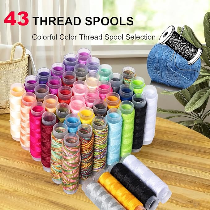ZYNYXY 202 PCS Sewing kit, 43 Sewing Thread Spools with Needles, Scissors, Sew Accessories, DIY Sewing Supplies Gift for Beginner and Professional for Worker