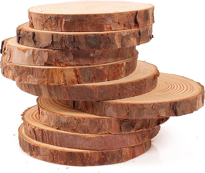 Unfinished Natural Wood Slices 30Pcs 3.5-4 Inch Round Wood Discs for Crafts Wood Christmas Ornaments,Wedding Centerpieces Paintings DIY Crafts Disc Coasters