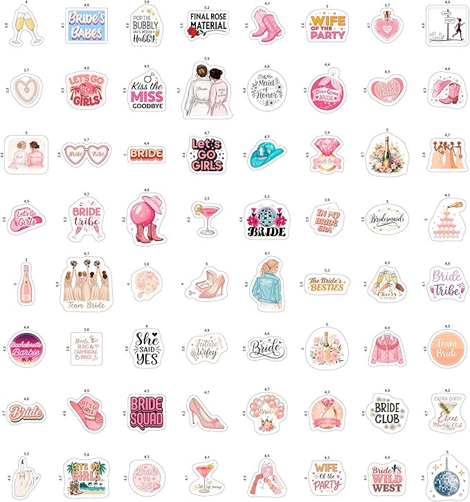 100Pcs Bachelorette Stickers for Scrapbooking, Bride Stickers for Water Bottle - Bachelorette Party Supplies - Gift for Women & Men