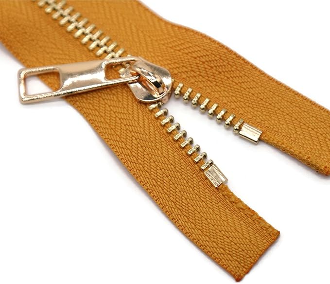 #5 Gold Metal Zipper - 50+ Colors - 3 PCS - (4-14 inches) Sizes - Luxury Lightweight Handcraft Metal Zippers with pulls for Purses Bags Pockets Shoes Sewing & Crafts DIY ZP021411