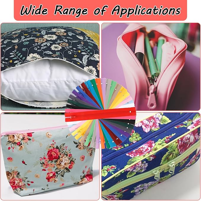 Nylon Zippers for Sewing - 100 PCS, 7.2 Inch, Bulk, Colorful, for Making Bags, Pouches, Pillow Covers & Crafts - 20 Colors