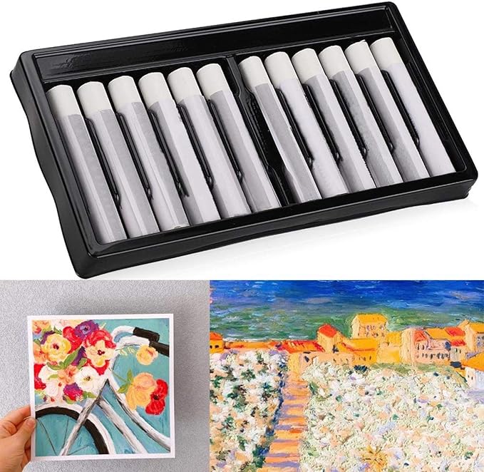 Tyenaza White Oil Pastels, 12 Count, Fine Point, Ambidextrous, Water Soluble, 2mm and Above, For Drawing, Illustration, Poster, School Classroom, Day Care, Restaurant