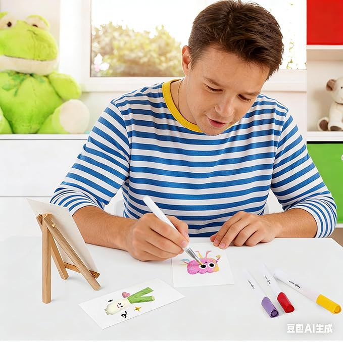 BAGISTES Magic 3D Bubble Texture Painting Set, DIY Foam Art Kit with Water-Activated Puffy Effect - Includes Soft-Tip Water Pen & Expansion Paper for Creative Decor & Art Therapy