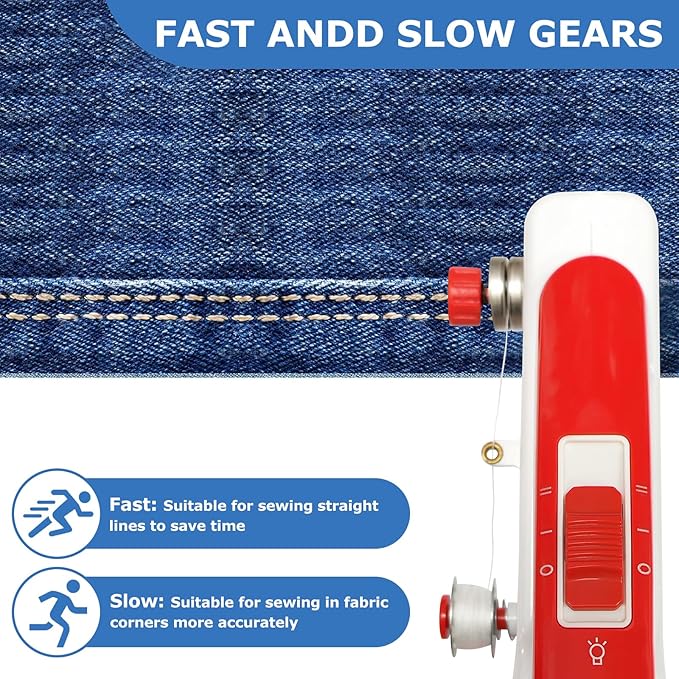 Easy-to-Use Portable Mini Handheld Sewing Machine for Beginners, 2 Speeds, Equipped with LED Lights, Sewing Machine for Kids and Adults, Suitable for Sewing Clothes, Fabrics, Cutains, DIY