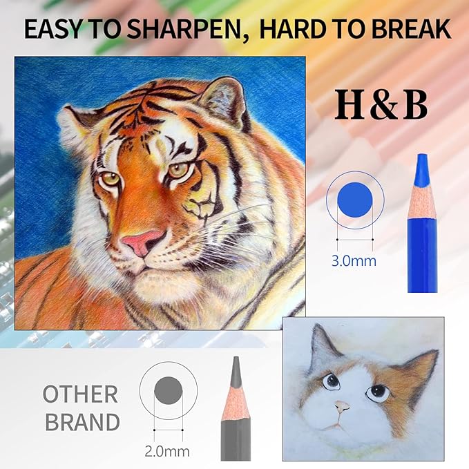 H & B 180-Color Colored Pencils Set with Coloring Book, Eraser, and Sharpener - Perfect for Drawing and Coloring - Soft Oil-Based Cores Ideal for Adults, Artists, and Beginners