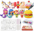 Dibetoy 77Pcs Magic Foam Texture Painting Kit for Kids - DIY Art Drawing with Puffy Paint, Includes Pre-Cut Foam Craft Patterns & 24 Colors Acrylic Paint Markers