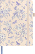 &And Per Se Dotted Journal Notebook for Women&Men with Pattern, A5 Leather Hardcover, 160 Pages 100GSM Thick Dotted Paper, 3 Sheets of Stickers Included, 5.7'' x 8'' (Blue Flowers)