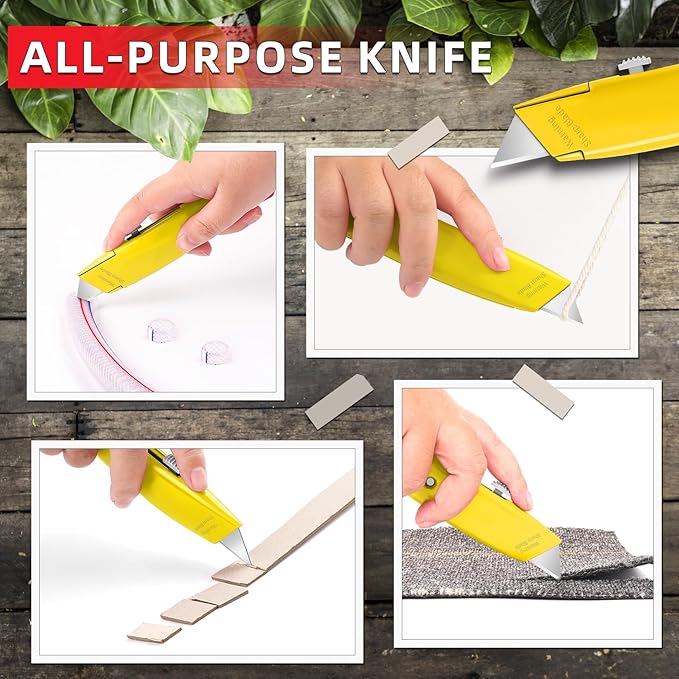 DIYSELF 30 Pack Box Cutter Heavy Duty Aluminium Shell Utility Knife | SK5 Steel Sharp Blade | Retractable Knife for Cutting Cartons Ropes and Cardboard | Home and Office Use, PVC Pipe Cutter (Yellow)