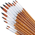 12 PCS Artist Watercolor Paint Brushes, Round Pointed Tip Artist Paint Brushes Round Paints Brush Basic Set Different Sizes Detail Paints Brush for Watercolor, Acrylic, Gouache, Ink