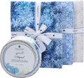 Tinyspool & Co. Quilting Bundle – Tidepool Jelly Roll + 3-Yard Fabric for Each Print: No. 10 – Azure Flora, No. 9 – Blue Mist, No. 6 – Ivory Vine