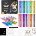 Automatic Ink Control Acrylic Paint Markers, Shuttle Art 24 Metallic Colors Brush Tip Acrylic Paint Pens for Rock Painting, Ceramic, Wood, Canvas, Glass, Stone, Fabric, Card Making, DIY & Art Supplies