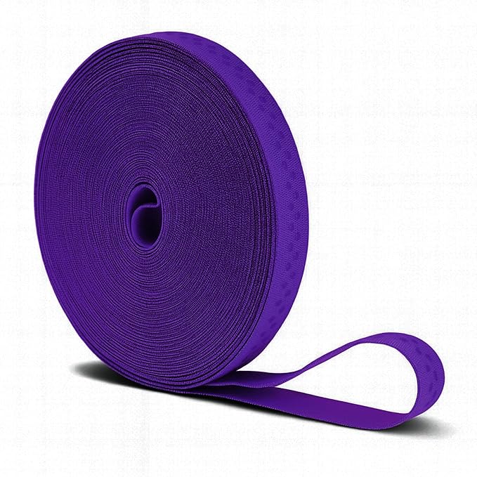 Mandala Crafts 0.5 Inch Elastic Silicone Gripper Tape for Clothing - 10 Yds Dotted Non Slip Elastic Band for Sewing - Purple Silicone Flat Fabric Stretchy Ribbon Straps