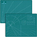 2 Pack Self Healing Sewing Mat 12 x 9inch Double Sided Rotary Cutting Mat for Craft Scrapbooking Art Hobby Project (Green)