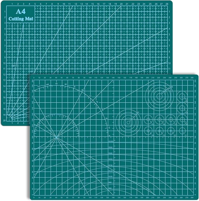 2 Pack Self Healing Sewing Mat 12 x 9inch Double Sided Rotary Cutting Mat for Craft Scrapbooking Art Hobby Project (Green)
