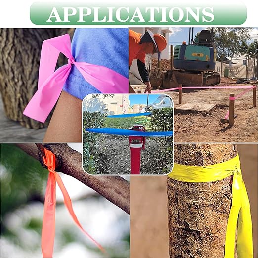 Flagging Tape Assorted Colors 16 Rolls - Non-Adhesive Neon Marking Surveyors Caution Tape, for Tree Marking, Hunting Trail Tape, 1-3/16 in. x 150 ft,3.35 Mil