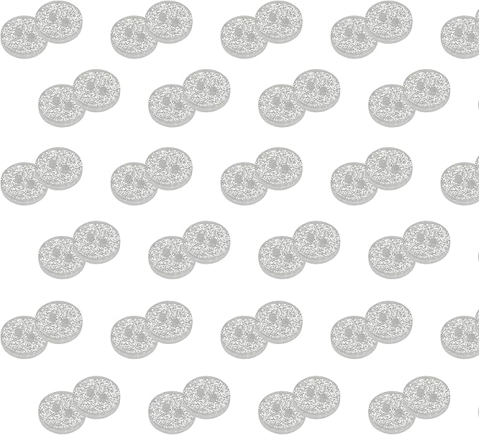 100 Pack Silver Sewing Buttons 0.4 inch 16L Glitter Buttons Round 2 Hole Glossy Plastic 10mm Ideal for Shirt Blouse Skirt School Outfits Aprons Pants Jackets Accessories Bags DIY Crafts