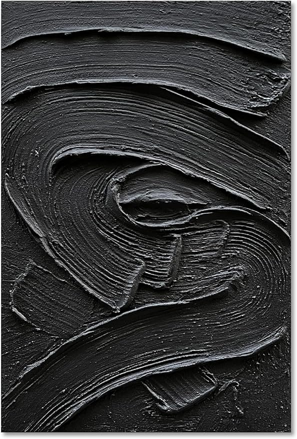 NANKAI Art Hand Painted Black Texture Abstract Oil Painting Contemporary Minimalist Art Home Wall Decoration Painting 36x24 inches