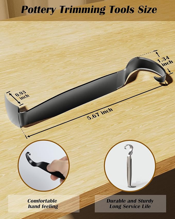 Pottery Trimming Tool, Stainless Steel Pottery Trimming Tools for Pottery, Durable and Sharp, Double Ended Trim Pottery and Ceramic Tools for Clay Artists and Pottery Creation (1 Pack)