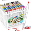 80 Colors Alcohol Based Markers，Dual Tip （Chisel & Fine） Permanent Drawing Markers Set for Adult and kids Coloring Books, Sketching, Illustration, with Clear Box