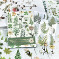 400PCS Plants Floral Scrapbook Stickers Kit Vintage Fern Flowers Green Transparent Waterproof Stickers Book for Scrapbooking Supplies Aesthetic Junk Journal Journaling Craft 20-Page