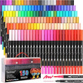 Taotree 150 Colors Dual Tip Art Markers Pens for Adult Coloring Book, Artist Fine & Brush Tip Coloring Markers Drawing Pen for Journaling Note Taking Lettering Calligraphy Craft Art Supplies Set