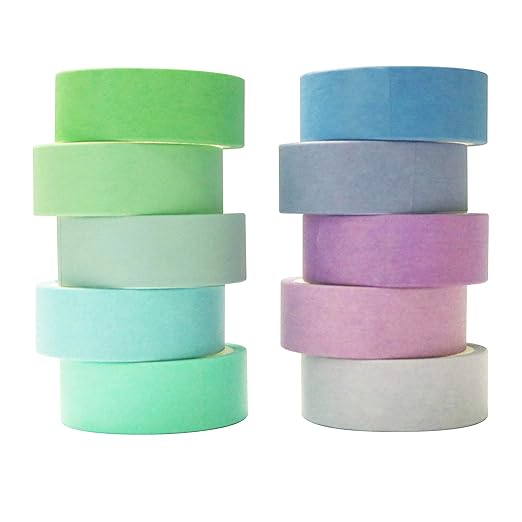 VIVIQUEN Washi Tape Set, 20 Rolls Colored Masking Tape, 15mm Rainbow Pastel Writable Colorful Washi Tapes for Painting, DIY Scrapbook Designs