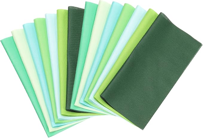 PATIKIL Cotton Fabric Bundles, 14 Pcs 10 x 10 Inch Fat Quarter Solid Color Precut Fabric Squares for Sewing Patchwork Quilting DIY Crafts, Green