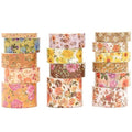 Floral Washi Tape Set - 15 Rolls Flowers Arts Adhesive Tapes Garden Blooms Decorative Masking Tape Sets for Craft, Kids, Scrapbook, DIY, Gift Wrloapping (3-Autumn Petals)