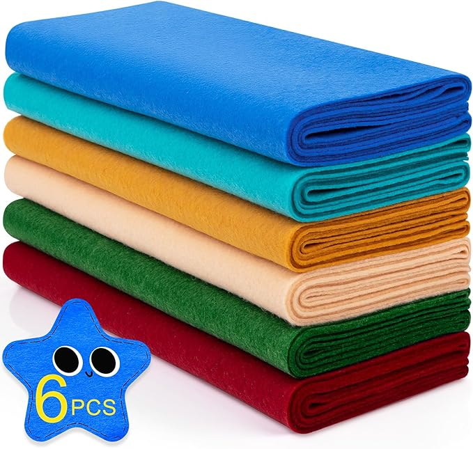 XSEINO 6 Rolls 12"x35" 1.4mm Thick Soft Felt Fabric Sheet 6 Assorted Matisse Series Colors Felt Pack for DIY Craft Sewing Squares Nonwoven Patchwork