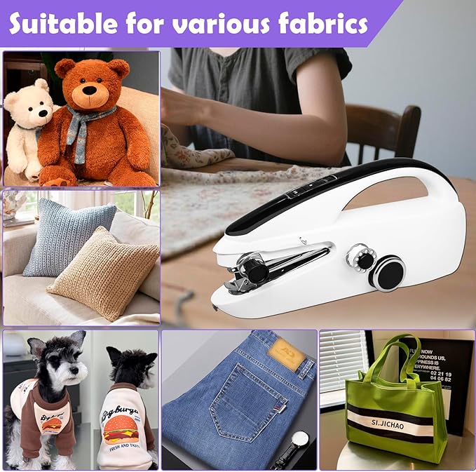 Handheld sewing machine, mini portable sewing machine, electric and lightweight, suitable for beginners to DIY home sewing machines, emergency repair of clothing and fabrics