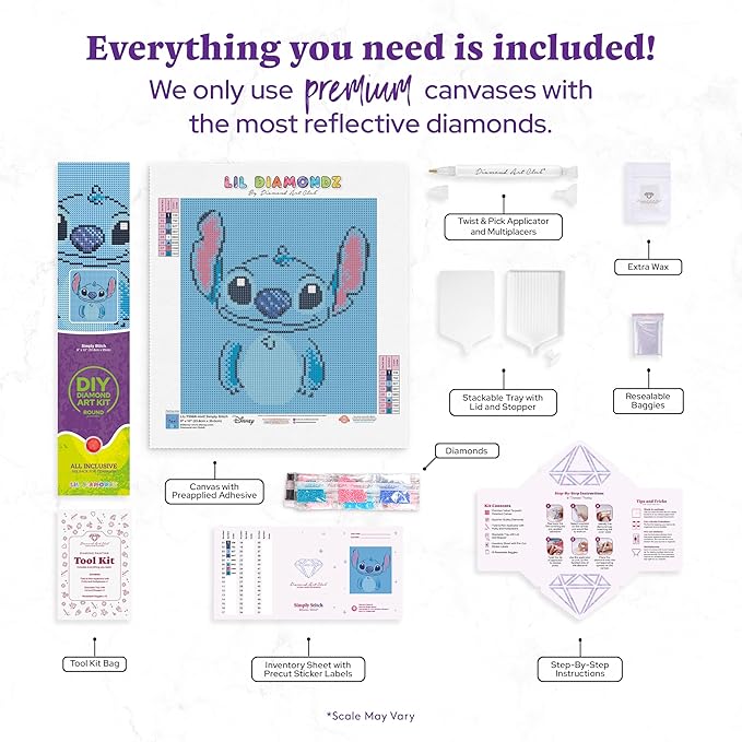 DIAMOND ART CLUB Simply Stitch Diamond Painting Kit, Fun DIY Crafts for Adults, Round Diamond Art Canvas, 9" x 10"