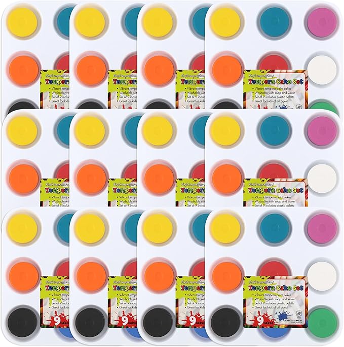 First Impressions Non-Toxic Tempera Paint Cakes - Vibrant Tempera Paint Cakes for Little Artists, Safe Painting, Kids Creativity, & More! - 12 Pack