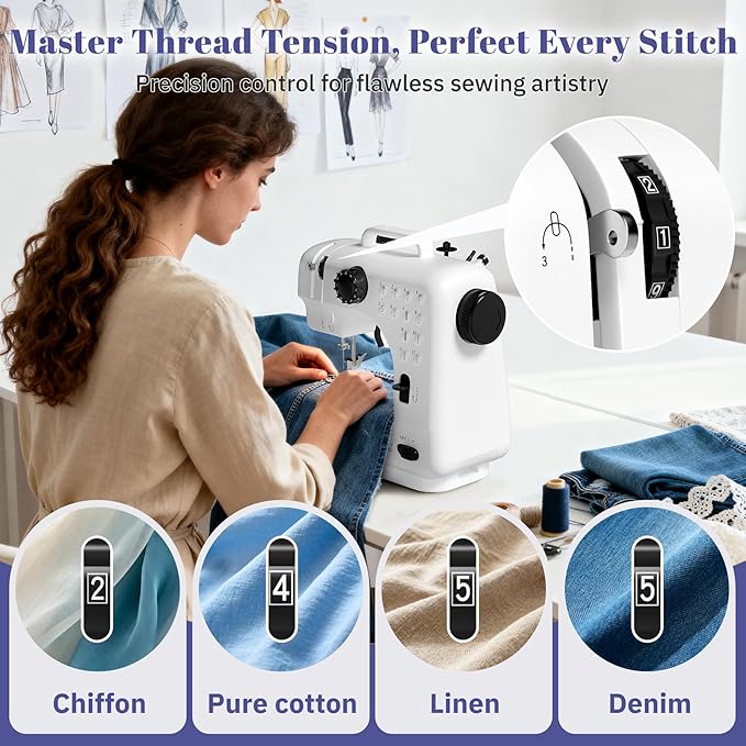 Beginner Sewing Machine, 12 Built-in Stitches with Foot Pedal, 2-Speed Control, Portable Mini Sewing Machine for Home Travel Use & Sewing Enthusiasts (black)