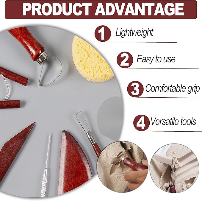 LINPHCEY 8-Piece Clay Sculpting Tools Set Perfect for Polymer Air Dry Modeling Clay Beginners & Professionals Ideal for DIY Pottery & Ceramics Tools for Clay Sculpey Sculpting & Crafting