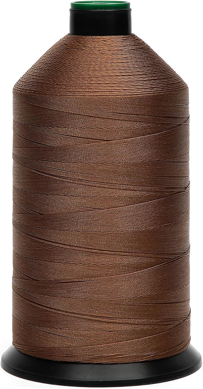 Extra Strong Bonded Nylon Thread #69 Tex70 – 16 OZ, 6000yds, Versatile Stitching Solution for Leather, Upholstery, Canvas Repair and More (Tawny Brown)