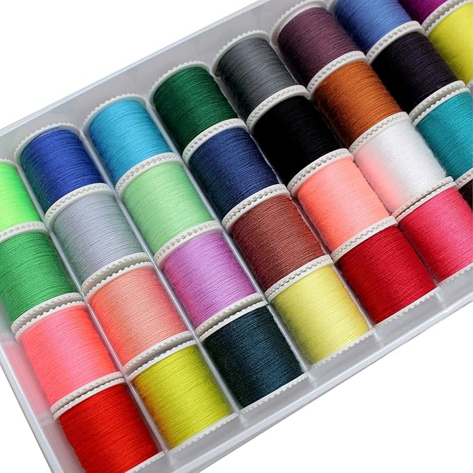 60 Pcs Bobbins Sewing Thread Kit Polyester Mini Bobbins and Thread Spools for Hand & Machine Sewing for Mom Grandma Friend Adults Beginner Kids Traveler