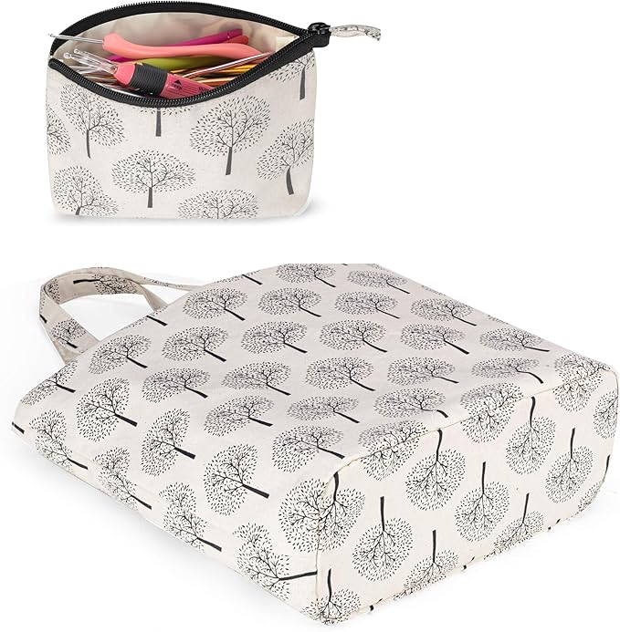 Yarwo Knitting Bag with Small Zipper Pouch, Yarn Tote for Knitting Needles, Skeins of Yarn and Knitting Supplies On the Go, Christmas & New Beginnings Gifts for Women, Tree (Patented Design)