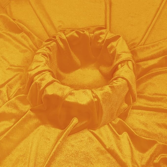 KKJIAF Yellow Stretch Velvet Fabric 60 Inch Wide, 1 Yard Soft Stretchy Fabric for Sewing Clothes, Apparel, Costume, Crafts - 90% Polyester 10% Spandex