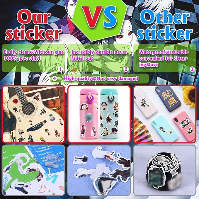 Arme Large Anime Stickers Mixed Pack,600Pcs Mixed with Classic Anime Theme Sticker Pack,Vinyl Waterproof Stickers and Decals for Bottles, Laptops, Skateboards&Notebooks, Sticker for Adults&Kids&Teens