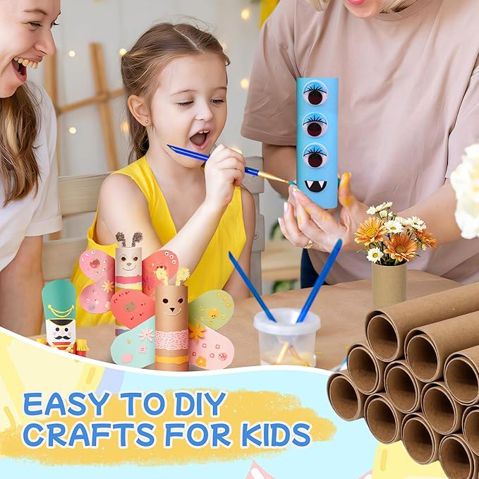 60 Pcs Cardboard Tubes for Crafts 2 Size Empty Toilet Paper Rolls, Premium Kraft Paper Strong And Pressure-Resistant, Craft Tubes for Classroom DIY Projects(1.4 x 10 Inch, 1.6 x 10 Inch)