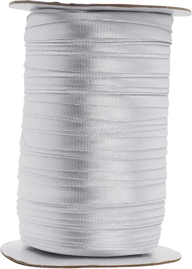 Mandala Crafts 55 Yards 1/2 Inch Metallic Silver Double Fold Bias Tape for Sewing - Bias Binding Tape for Quilting Binding, Hemming, Seam, and Fabric Piping
