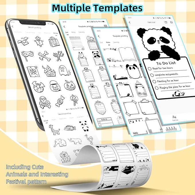Mini Sticker Printer with 5 Roll Thermal Paper- Sticker Maker Machine - 300Dpi Portable Sticker Maker for Kids Scrapbook/DIY/Journal/Travel/Photo, Compatible with iOS&Android