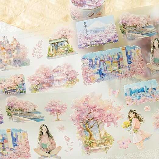 Alideco 6pcs Decorative Adhesive Tapes Vintage Watercolor Landscape PET Tape Great for Bullet Journal Supplies, Arts, Scrapbook, DIY Crafts, Planners (mengjingxiaxiang)