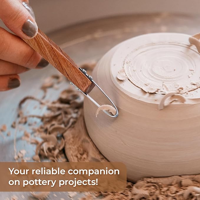 VTUNA Ceramic Trimming Tool, Hardwood Handle and Stainless Steel Cutting Blade Clay Sculpting Tool, Trimmer for Potters, Item for Pottery Making.