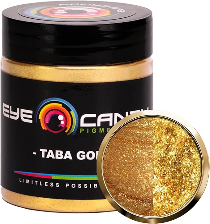 Eye Candy Pigments Premium Gold Mica Powder - Taba Gold (25gr) - for Epoxy, Resin, Soap, Paint, Woodworking, Acrylic Pouring, Bath Bombs, Fishing Lures - DIY Arts and Crafts Additive
