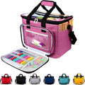 Hoshin Knitting Bag for Yarn Storage, High Capacity Yarn Totes Organizer with Inner Divider Portable for Carrying Project, Knitting Needles(up to 14”), Crochet Hooks, Skeins of Yarn (Purple)