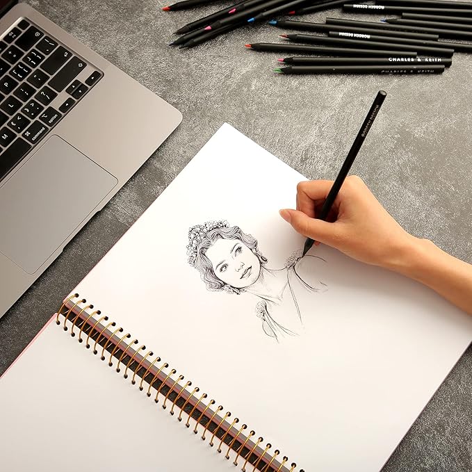9 x 12 inches Hardcover Sketchbook for Drawing 120 Sheets Spiral Bound Sketch Pad Premium Art Sketchbook Artistic Drawing Painting Writing Paper(68lb/100gsm) for Kids Adults Beginners Artists, Pink